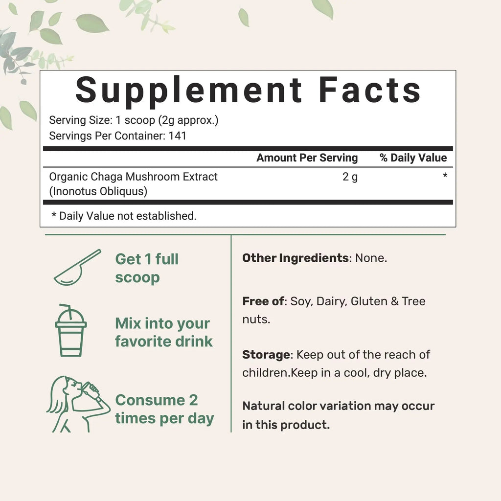 Micro Ingredients Organic Chaga Mushroom Extract 100:1 Powder, 10 Ounce Micro Ingredients Au supplements