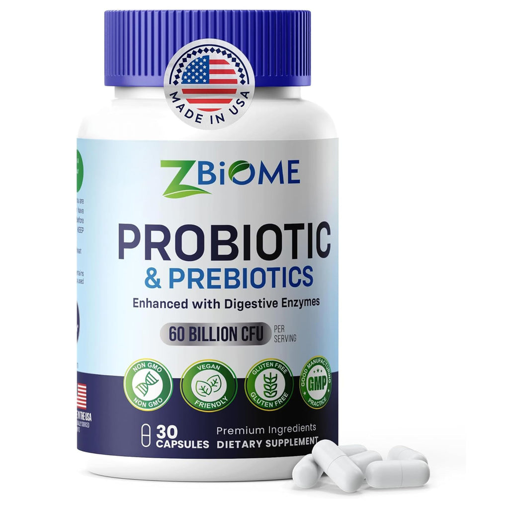 Prebiotics and Probiotics for Men & Women – 60 Billion CFU with 10 Strains – Pre and Probiotics with Acidophilus for Immune, Gut Health, Digestive Support, Constipation,Diarrhea, Gas & Bloating -30ct ZBIOME Au supplements