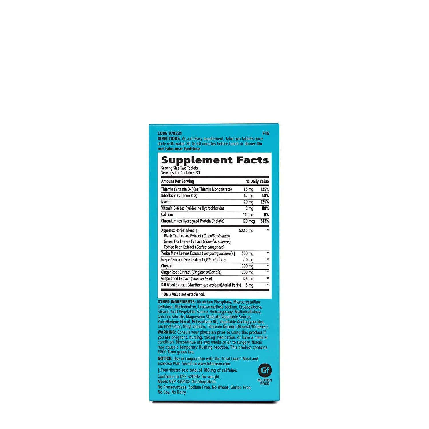 GNC Total Lean Appetrex Control | Clinically Shown to Reduce Calorie Intake | 60 Tablets GNC Au supplements