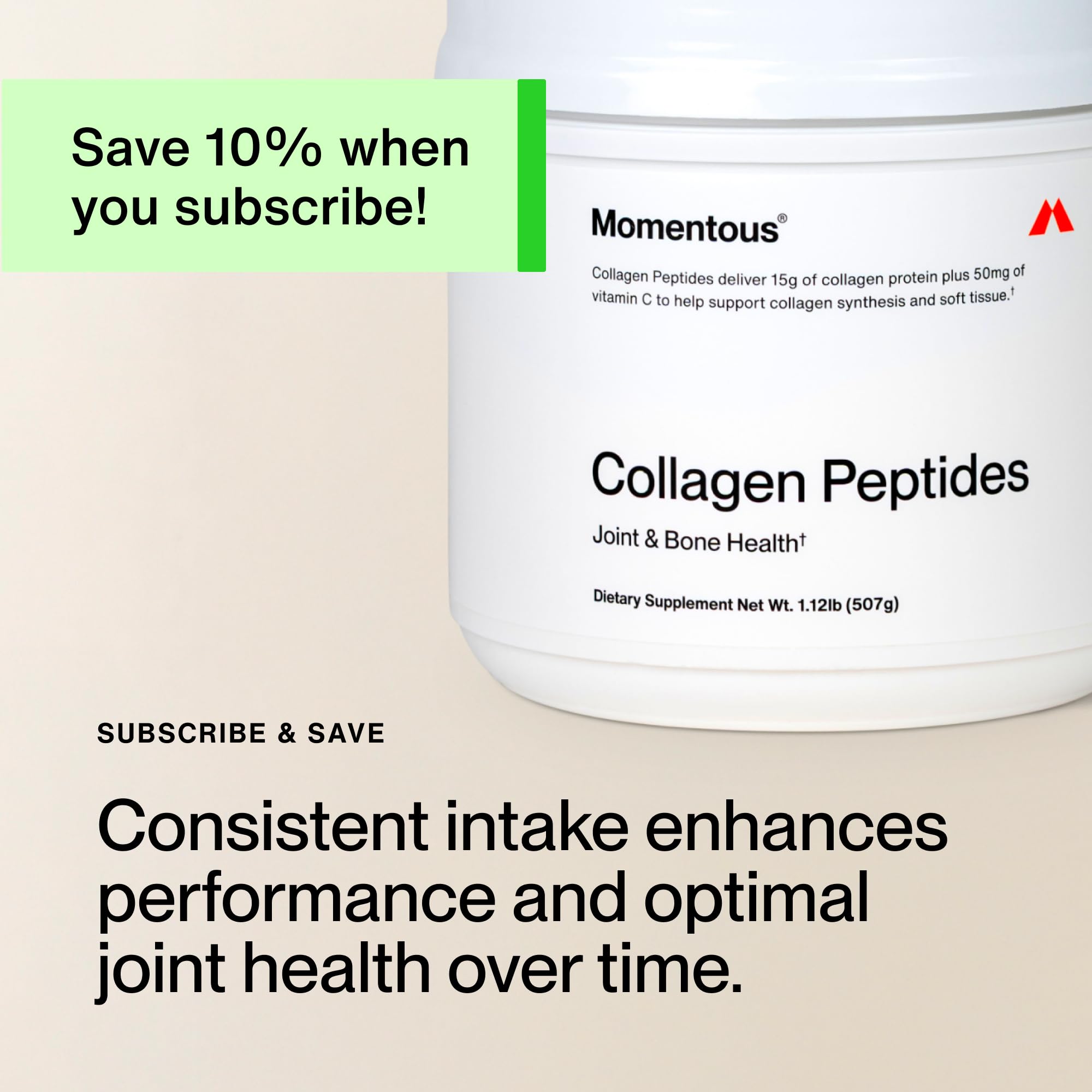 Momentous Grass-Fed Collagen Peptides Powder - Collagen Protein Powder with Fortigel & Vitamin C for Hair, Skin, Nails, & Joint Health Support