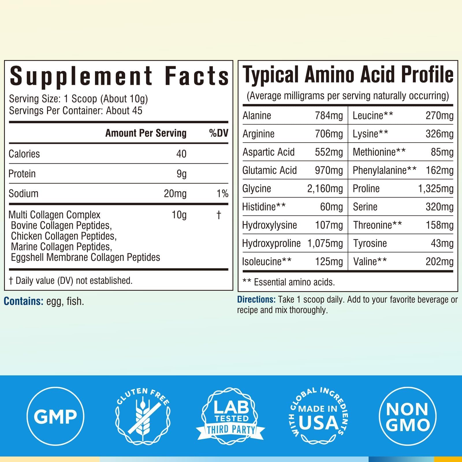 Terranics Multi Collagen Peptides Powder, Type I II III V X Hydrolyzed Collagen for Women+Men, Collagen Supplements, Fast Dissolve