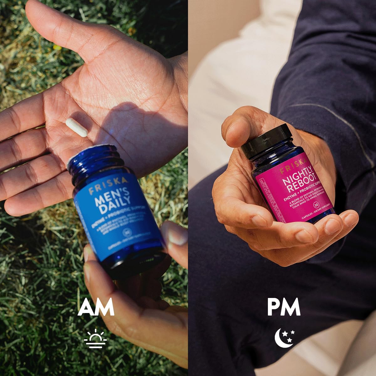 Friska Daily Digestive Enzymes with Probiotics for Men - Helps Break Down Protein, Fat & Carbs, Reduces Bloating & Gas, with Vitamins B6 & B12, 30 Capsules FR!SKA Au supplements