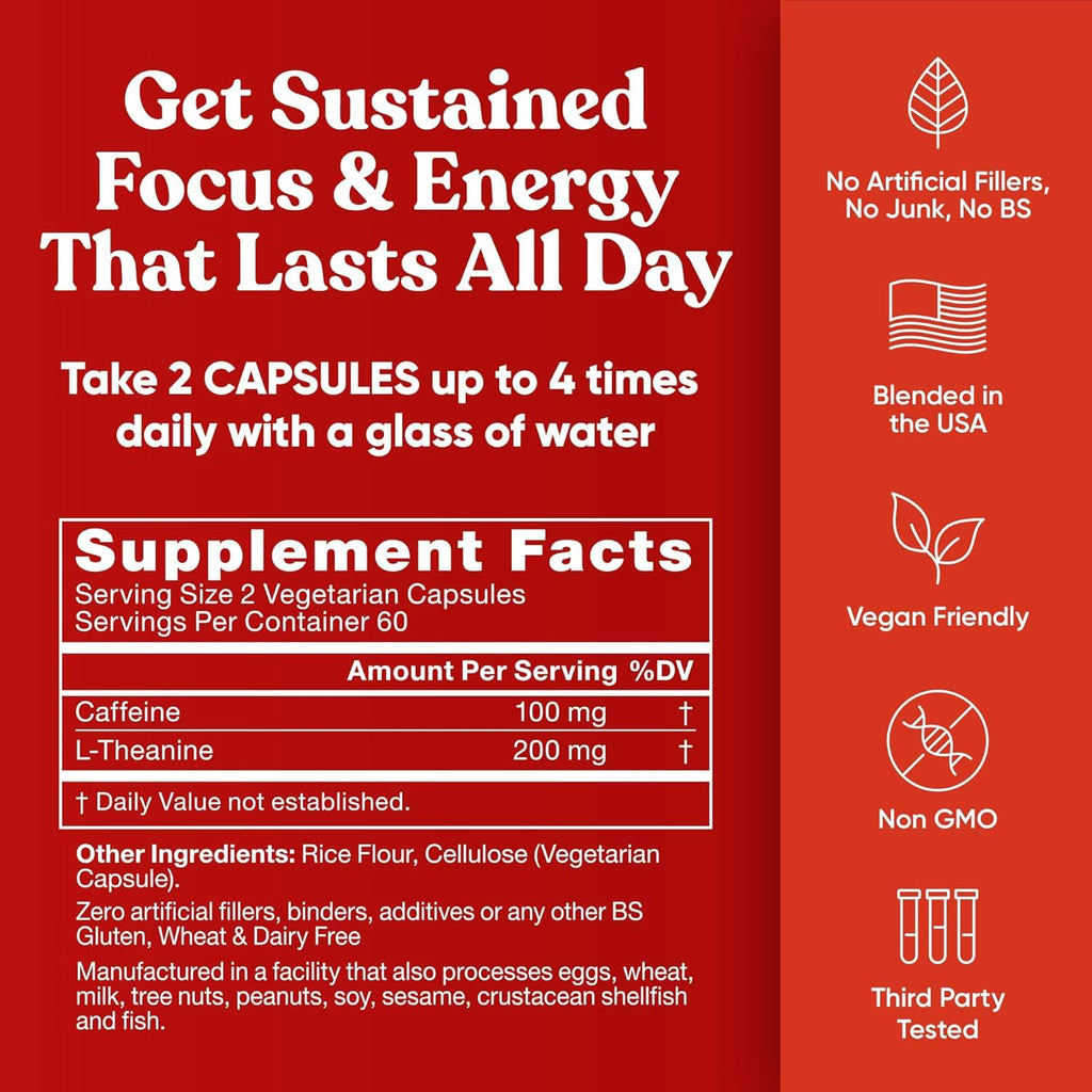 Eu Natural Elite Caffeine Pills with L-Theanine - 100mg Caffeine + 200mg L-Theanine - Jitter-Free Focused Energy & Clean Nootropic Stack - 240 Soft Capsules Eu Natural Au supplements