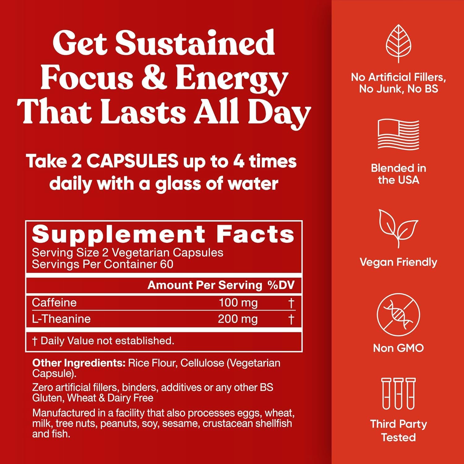 Eu Natural Elite Caffeine Pills with L-Theanine - 100mg Caffeine + 200mg L-Theanine - Jitter-Free Focused Energy & Clean Nootropic Stack - 240 Soft Capsules Eu Natural Au supplements