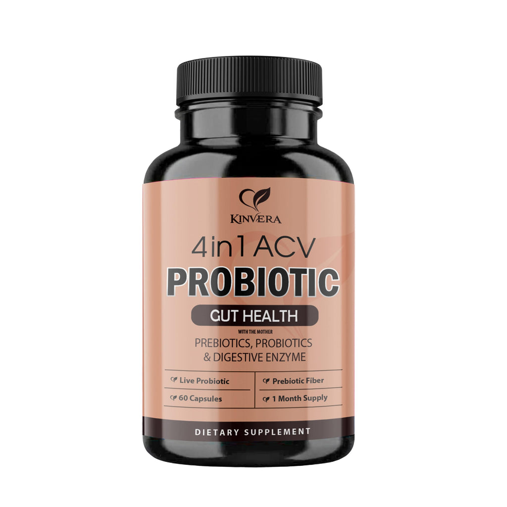 4-in-1 ACV Gut Formula – Apple Cider Vinegar, Prebiotics & Probiotics, Digestive Enzymes – Immune & Complete Digestion – 60 Veggie Capsules