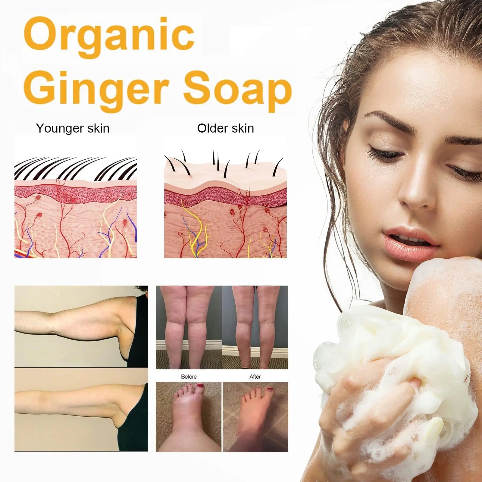 Organic Ginger Soap, Moisturizing Bath Soap, Slimming Ginger Soap, Deep Clean Effectively Moulis Au supplements