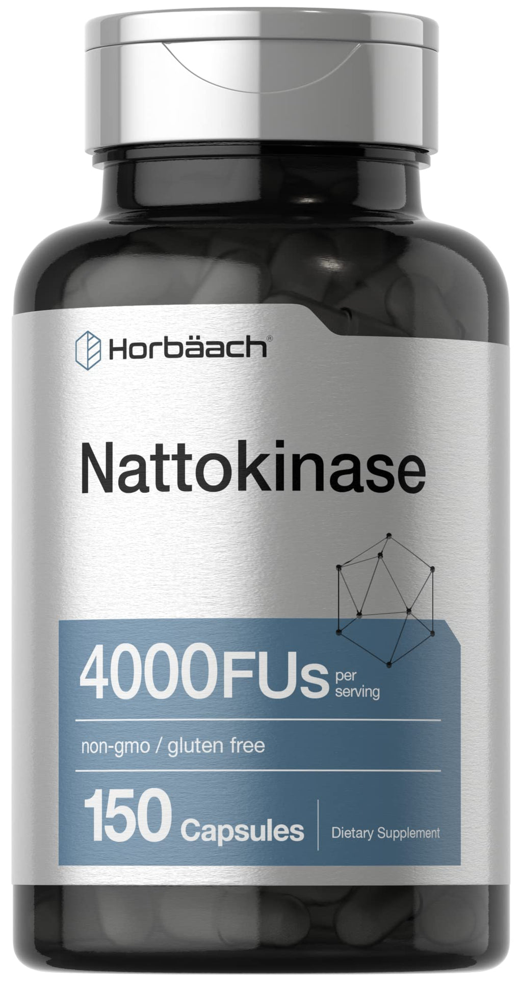 Horbäach Nattokinase Supplement 4000 FU | 150 Capsules | Non-GMO, Gluten Free
