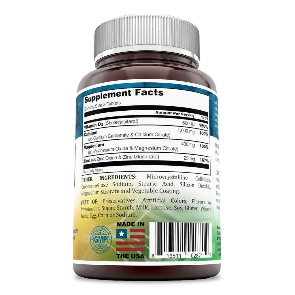 Nutri Essentials Calcium Magnesium Zinc + Vitamin D3 Tablets- Promotes Strong Bones & Teeth, Support Nerve & Muscle Function* (300 Count) Nutri Essentials Au supplements