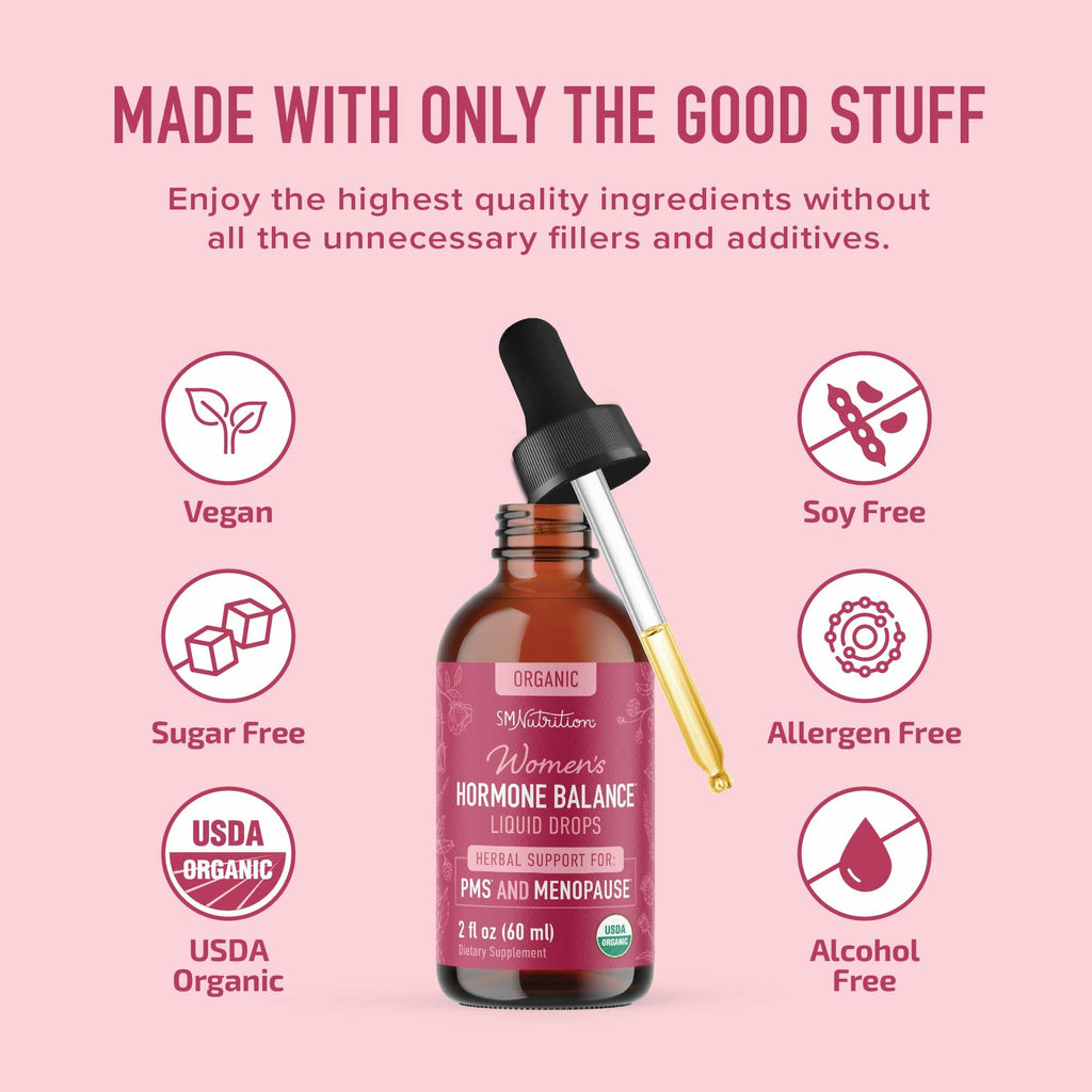 Hormone Balance Liquid Drops | with Black Cohosh, Stinging Nettle, Red Raspberry Leaf, Chasteberry & More | Menopause, Hot Flash, & PMS Relief Menstrual Herbal Support Tincture | Vegan Formula | 2oz SMNutrition Au supplements
