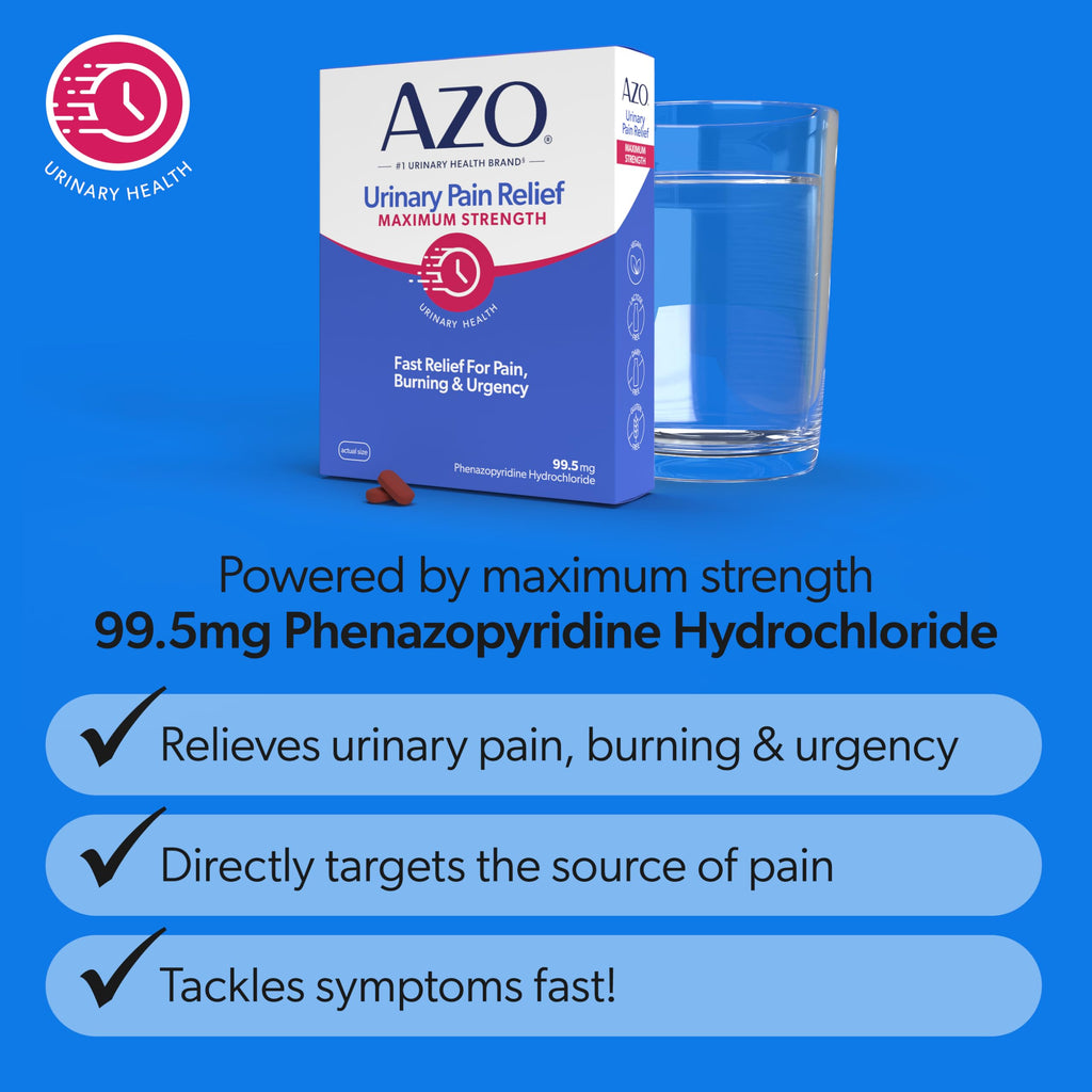 AZO Urinary Pain Relief Maximum Strength | Fast Relief of UTI Pain, Burning & Urgency | Targets Source of Pain | #1 Most Trusted Brand | 48 Tablets AZO Au supplements