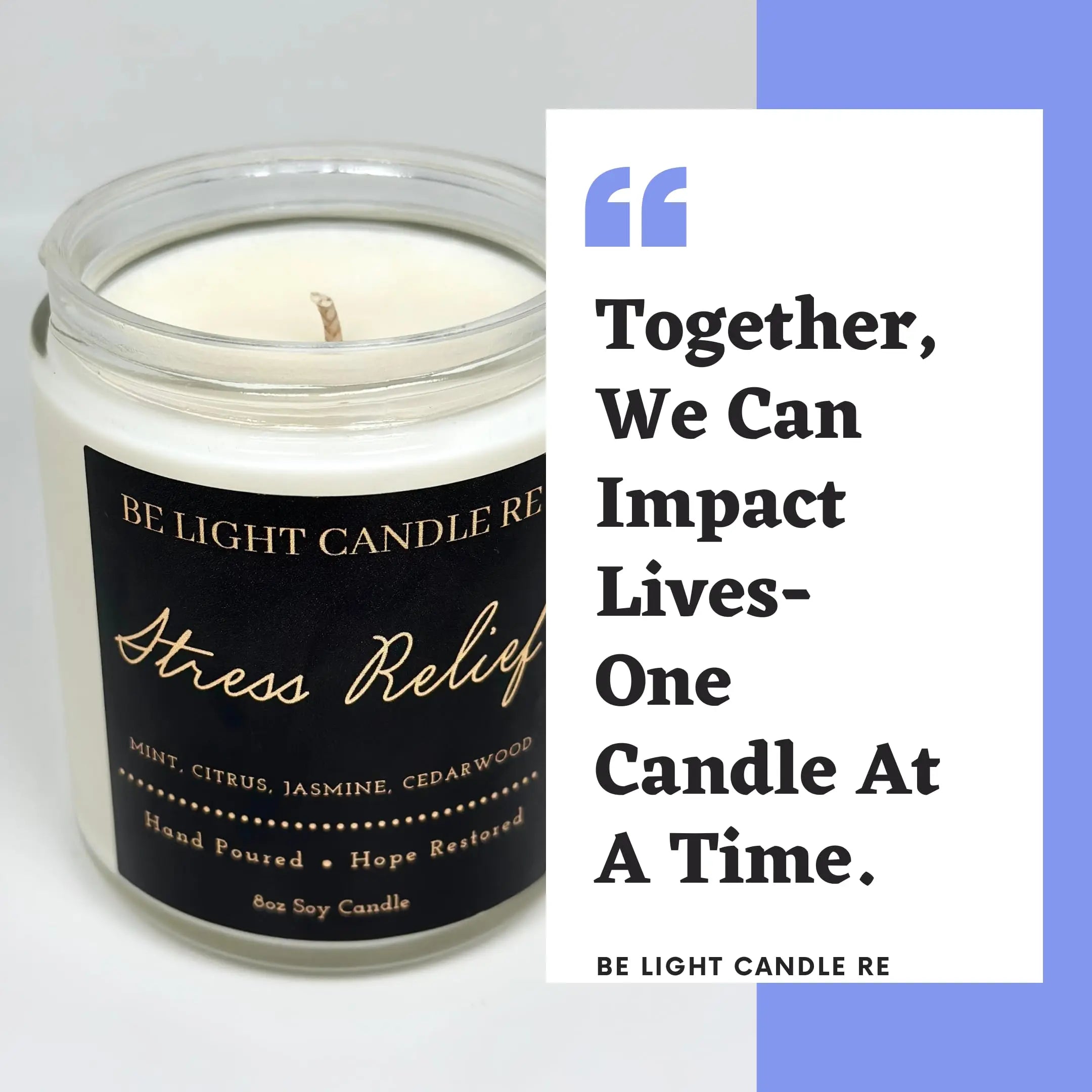 Stress Relief Candle | Purpose-Driven Soy Candles | Scented Candle for Home | 8oz Long Lasting Candle Be Light Candle RE Au supplements