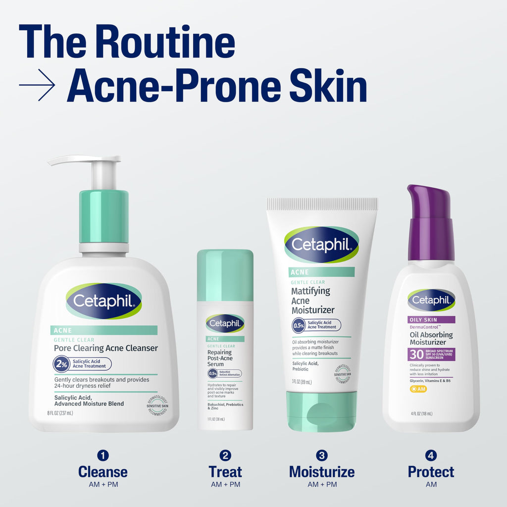 Cetaphil Face Moisturizer, Gentle Clear Mattifying Acne Moisturizer With 0.5% Salicylic Acid