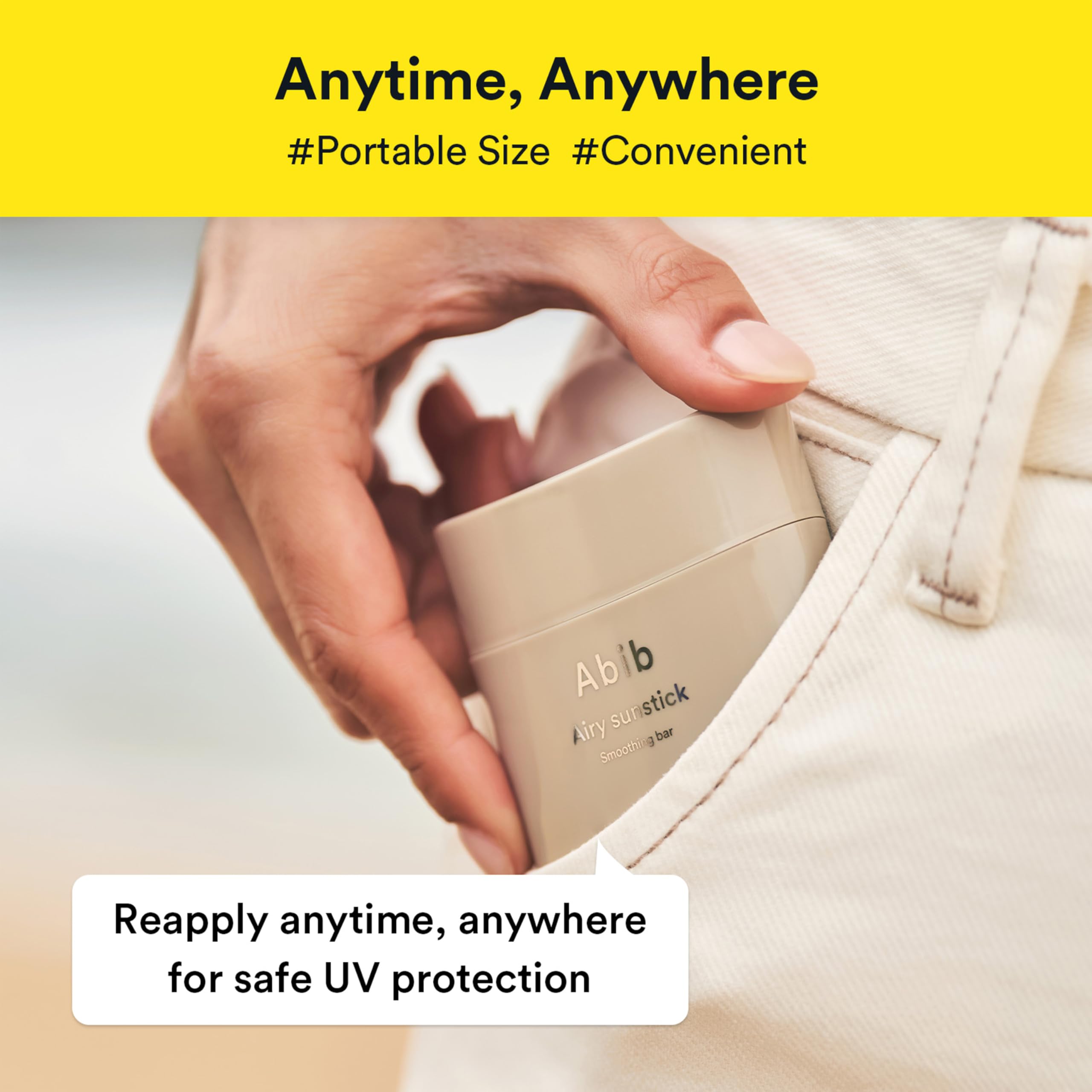 Abib Airy Sunstick Protection Bar SPF50+ Broad Spectrum, Semi-Matte Sunscreen Stick for Oily & Combination Skin