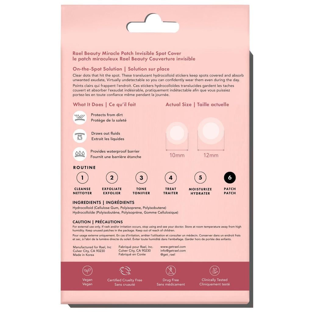 Rael Pimple Patches, Miracle Invisible Spot Cover - Hydrocolloid Acne Pimple Patch