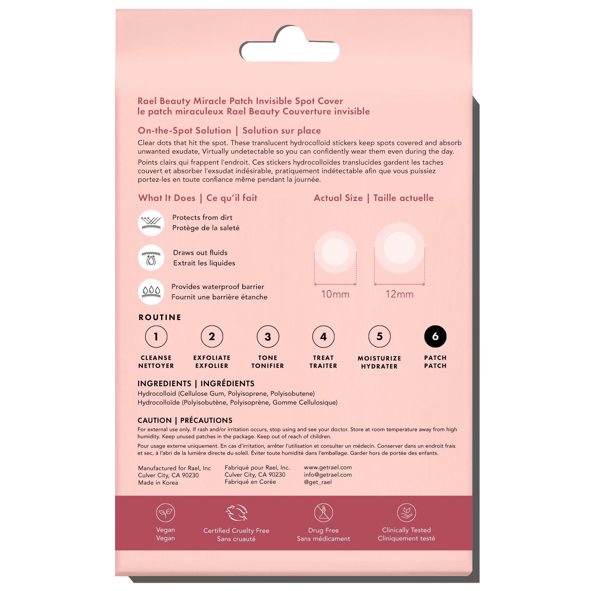 Rael Pimple Patches, Miracle Invisible Spot Cover - Hydrocolloid Acne Pimple Patch