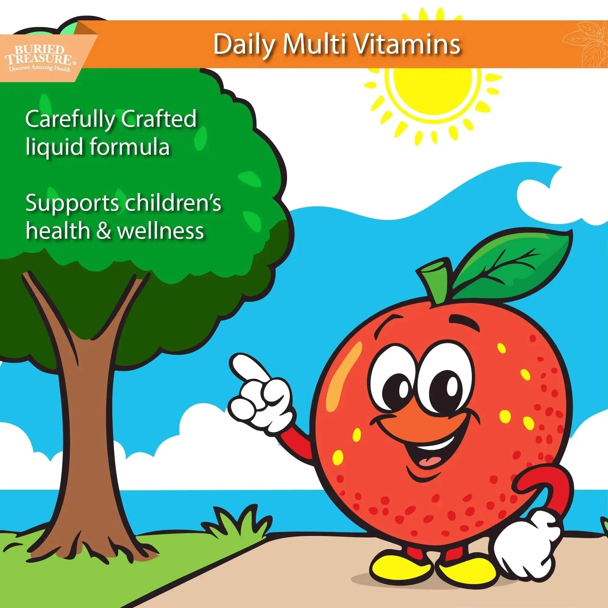 Buried Treasure Children's Daily Multi Liquid Multivitamin & Minerals Nutritional Dietary Vegan Supplement for Kids No Artificial Ingredients Buried Treasure Au supplements