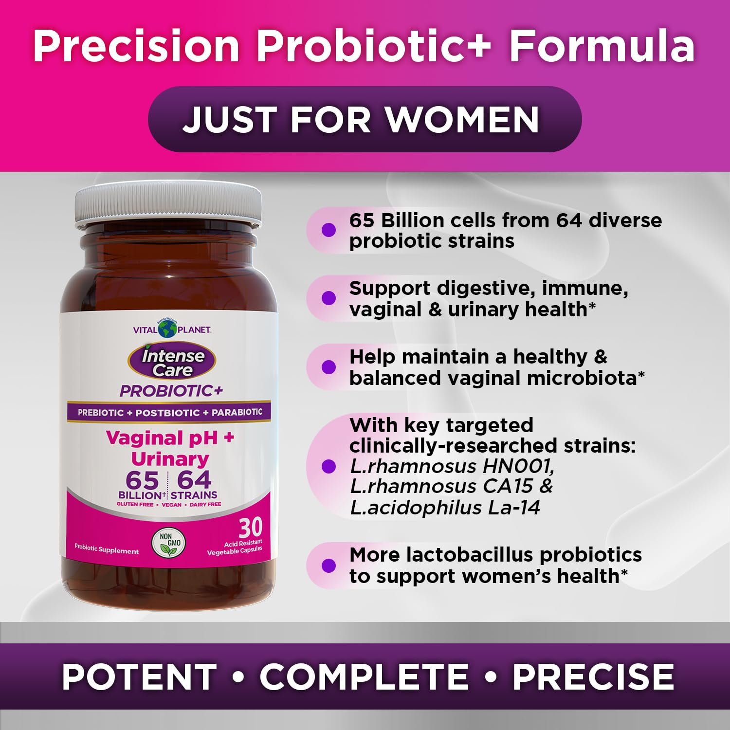 Vital Planet - Intense Care Vaginal pH & Urinary Probiotics, Prebiotics, Postbiotics, Parabiotics, 4-in-1 Refrigerated Supplement for Adults, 65 Billion CFU, 64 Strains, Digestive and Immune, 30 ct Vital Planet Au supplements