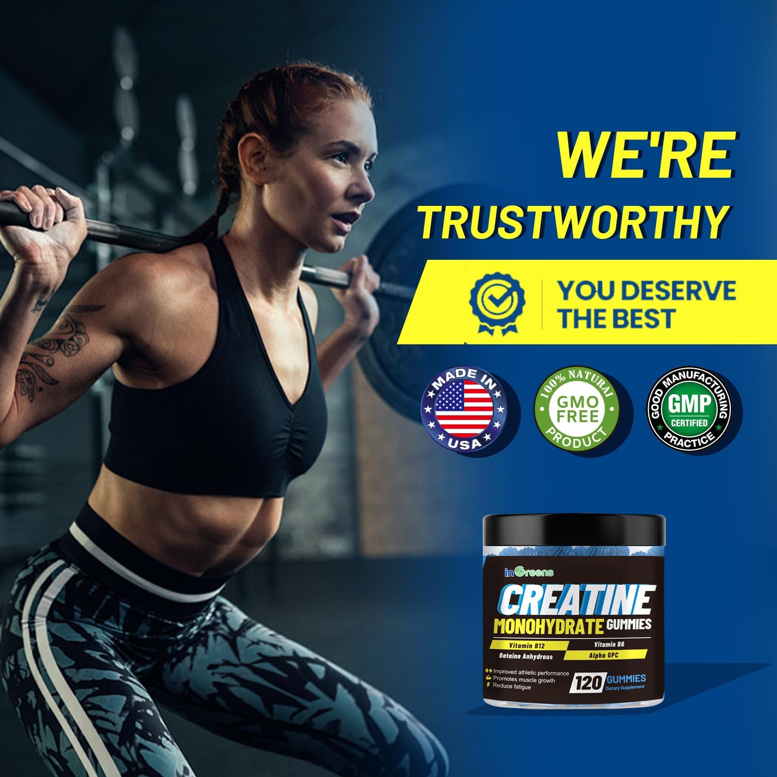 inGreens Creatine Monohydrate Gummies 6g for Men & Women 120 Count inGreens Au supplements