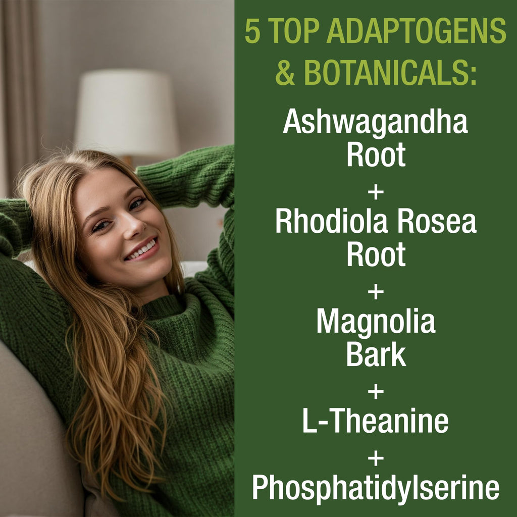 5-in-1 Cortisol Supplement for Women & Men. Lower High Cortisol with Ashwagandha, Rhodiola Rosea, L-Theanine, Phosphatidylserine, Magnolia Bark. Calm Relaxation, Balanced Energy, Vegan Supplements Peak Performance Au supplements
