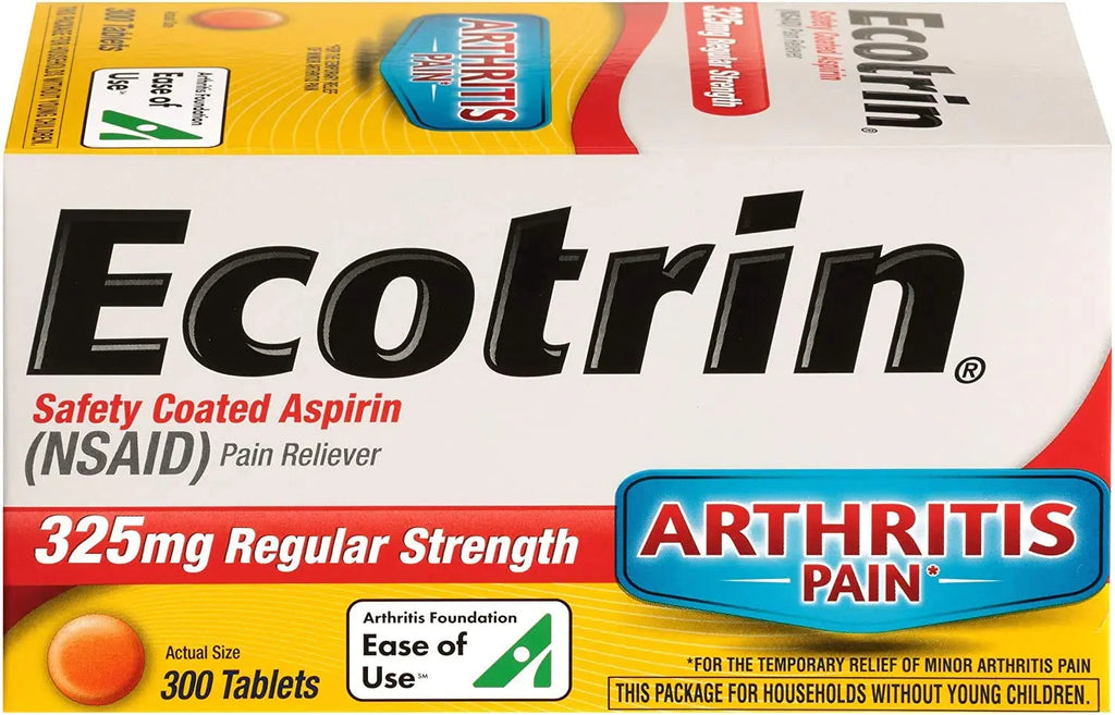 Ecotrin Regular Strength Safety Coated Aspirin | Arthritis Pain | 300 Tablets (2 Pack) Ecotrin Au supplements