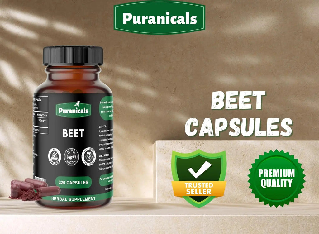 Puranicals Beet Premium 320 Capsules Nitric Oxide Booster | Herbal Supplement | 900 mg Puranicals Au supplements