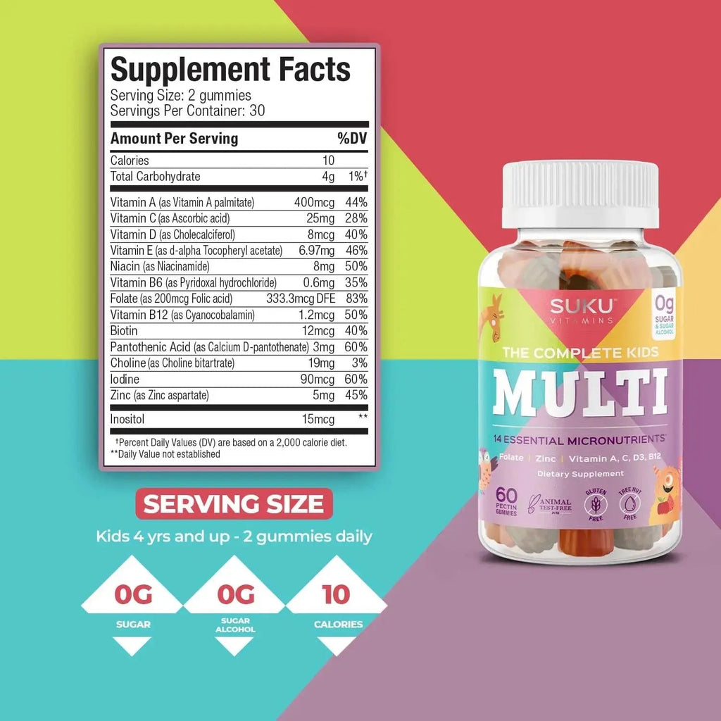SUKU The Complete Kids Multivitamin Gummies – Vitamins A, C, D, E, B6, B12, Folate & Zinc – Immune Support SUKU Au supplements