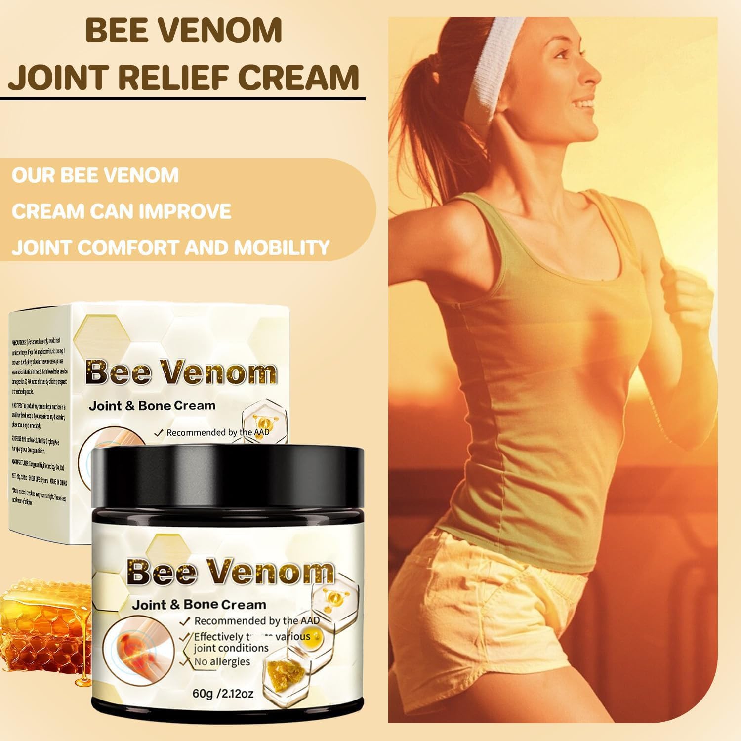 ArthroEase Bee Venom Arthritis Cream, Joint & Muscle Soothing Bee Venom Cream, Professional Bee Venom Joint Cream, Bee Venom Joint Gel - Specially for for Back, Neck, Hands, Knee (2 Bottle) Lmoy Au supplements