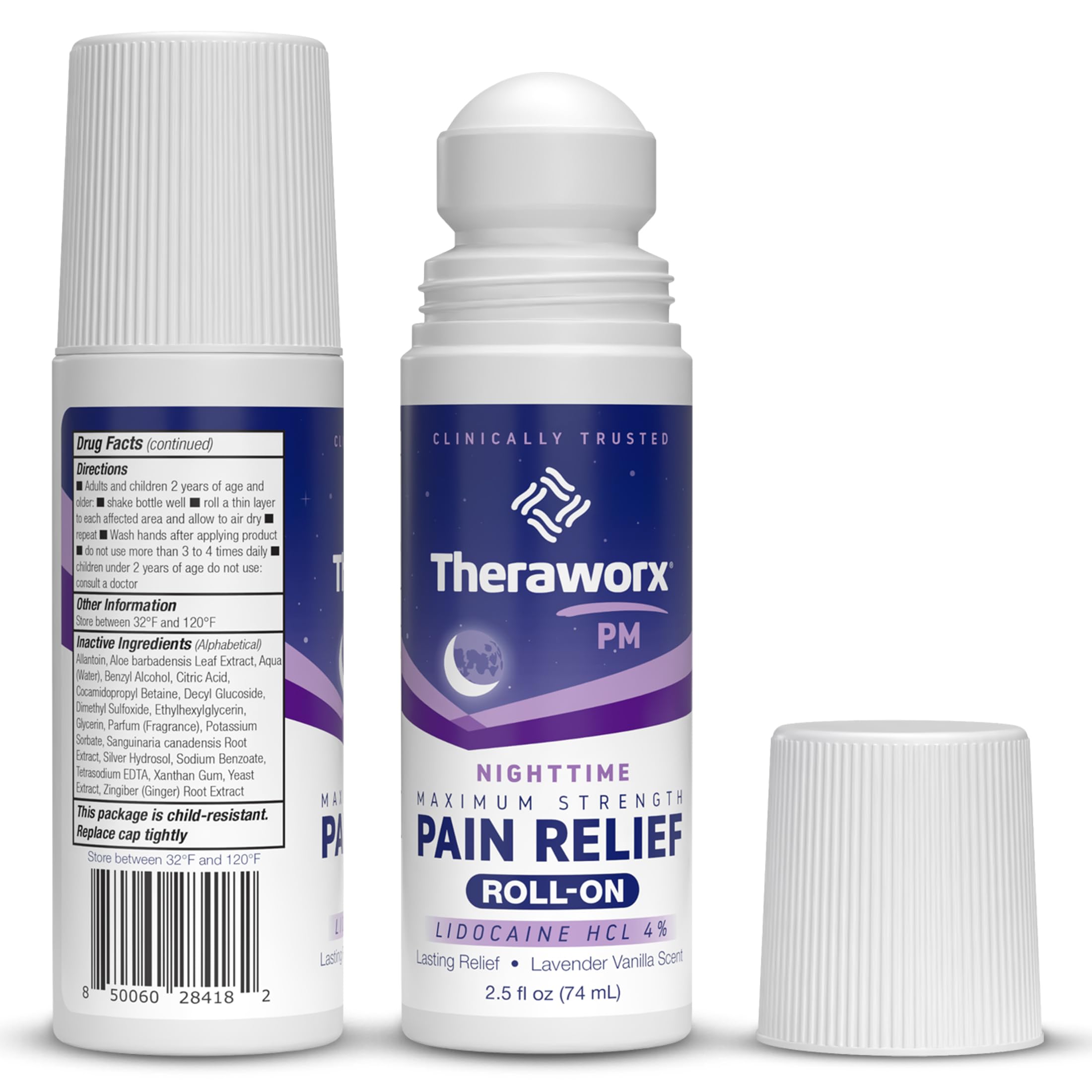 Theraworx Nighttime Maximum Strength Pain Relief Roll-on with Lidocaine – 2.5 oz - 2 Count Theraworx Au supplements