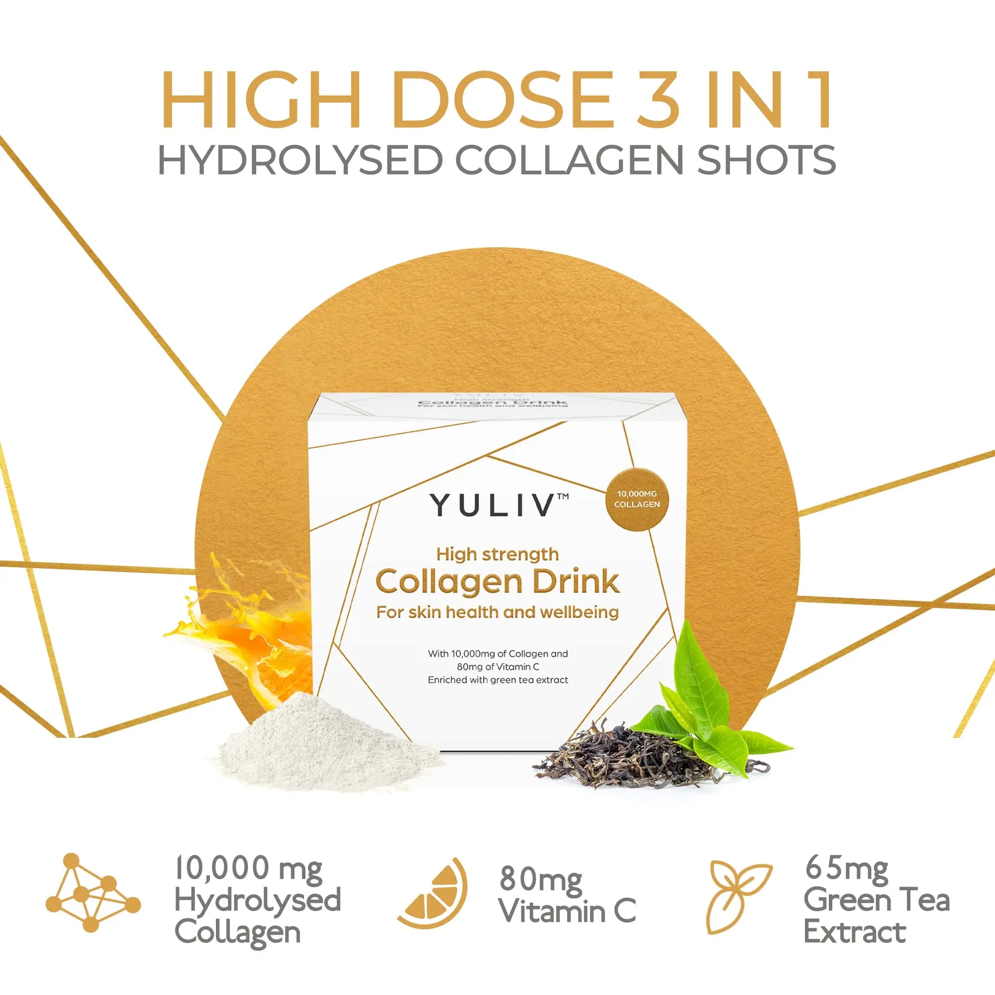 Yuliv High-Dosage Hydrolyzed Collagen Drink - Liquid Collagen Peptides (10000 mg) with Vitamin C for Hair, Skin, and Nails Yuliv Au supplements