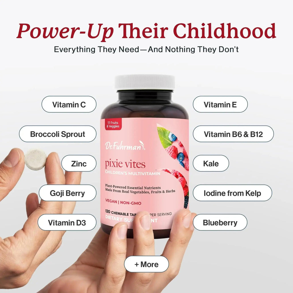 Dr. Fuhrman Pixie Vites Chewable Children's multivitamin | Whole Food Kids Multi with Vitamin D3, K2 & Zinc | Dr. Fuhrman Au supplements