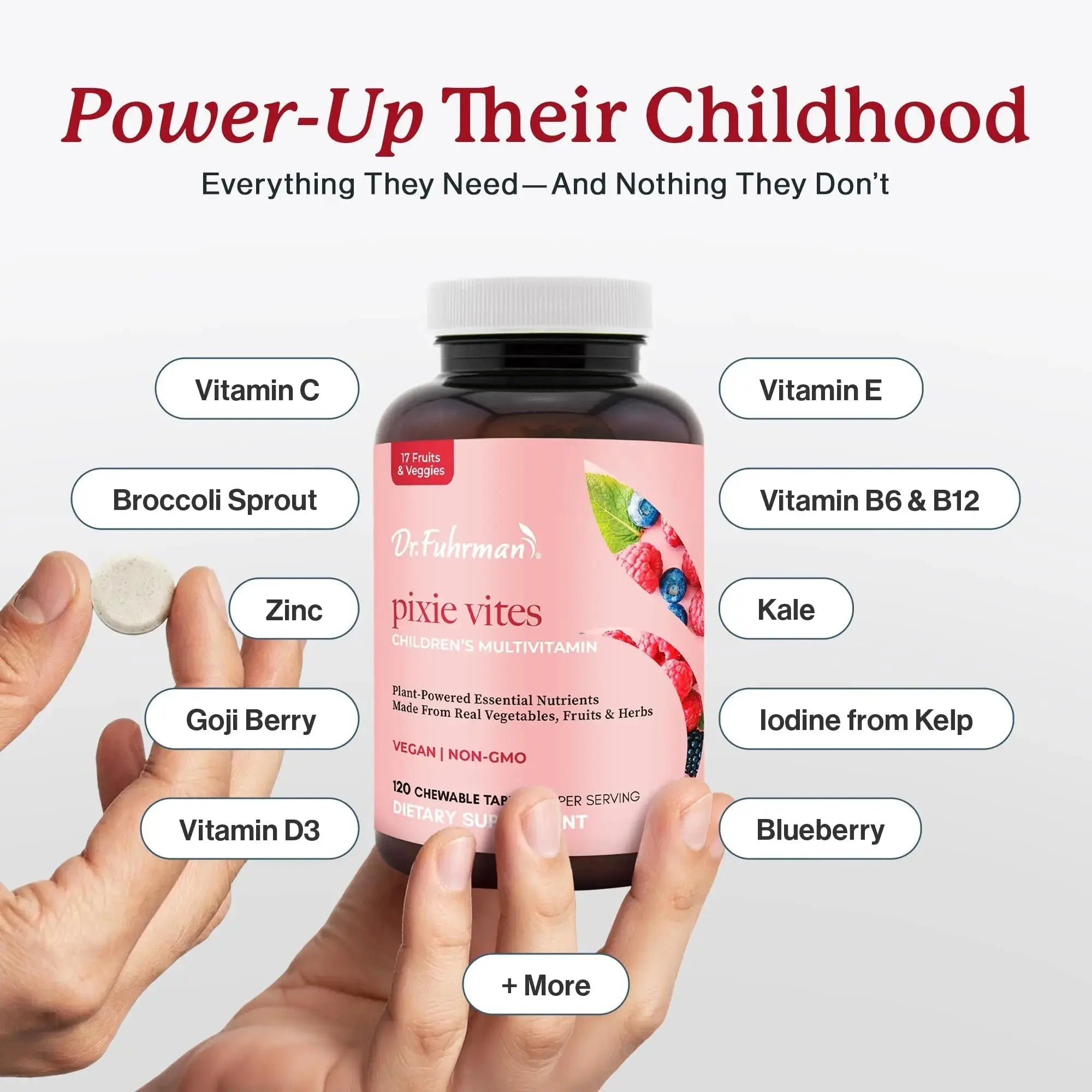 Dr. Fuhrman Pixie Vites Chewable Children's multivitamin | Whole Food Kids Multi with Vitamin D3, K2 & Zinc | Dr. Fuhrman Au supplements