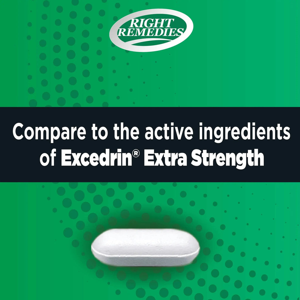 RIGHT REMEDIES Extra Strength Headache Relief with Acetaminophen, Aspirin (NSAID) & Caffeine, (300 caplets), Back & Body Pain Relief, Compare to The Active Ingredients in Excedrin® Extra Strength RIGHT REMEDIES Au supplements