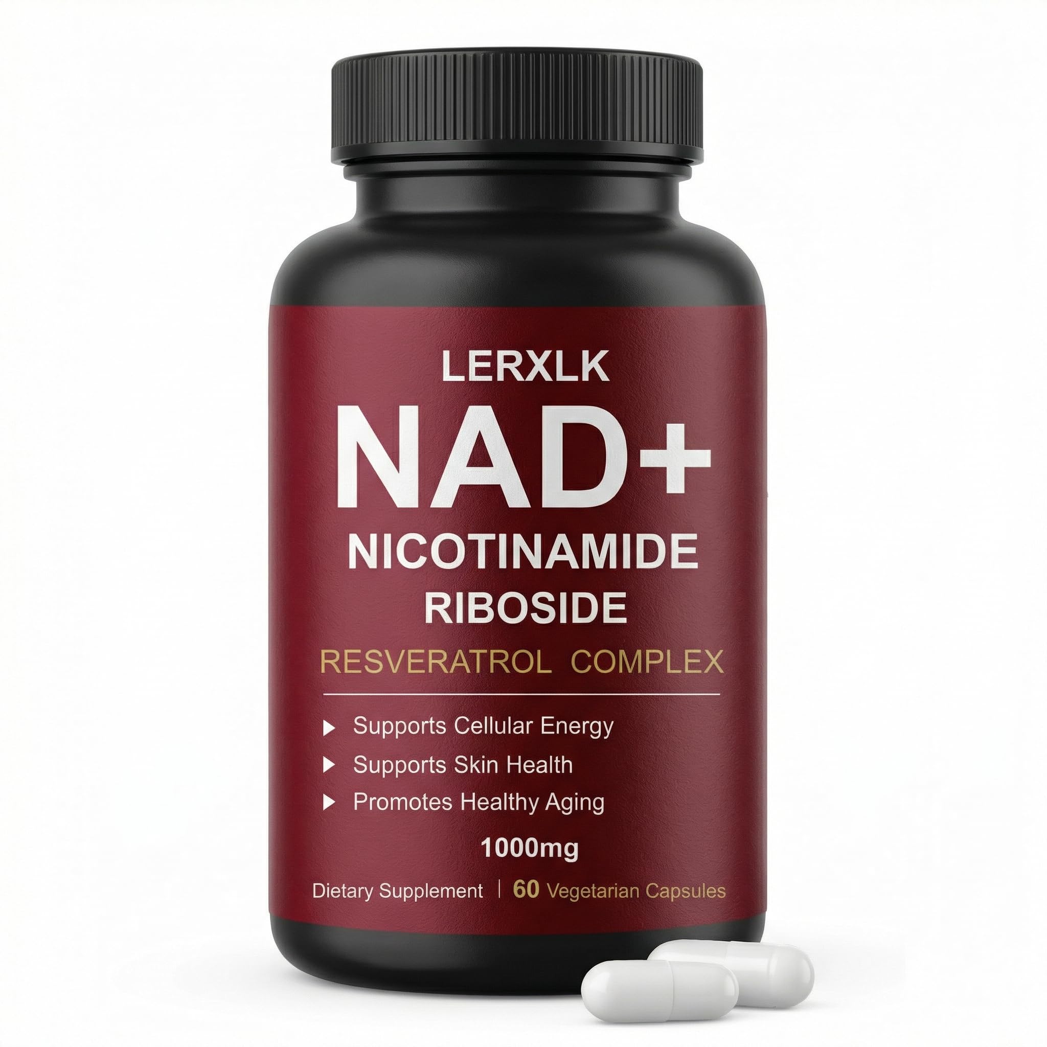 LERXLK NAD+ Supplement 1000mg – Liposomal Nicotinamide Riboside with Resveratrol, Advanced Cellular Energy & Healthy Aging Support, 60 Vegetarian Capsules LERXLK Au supplements