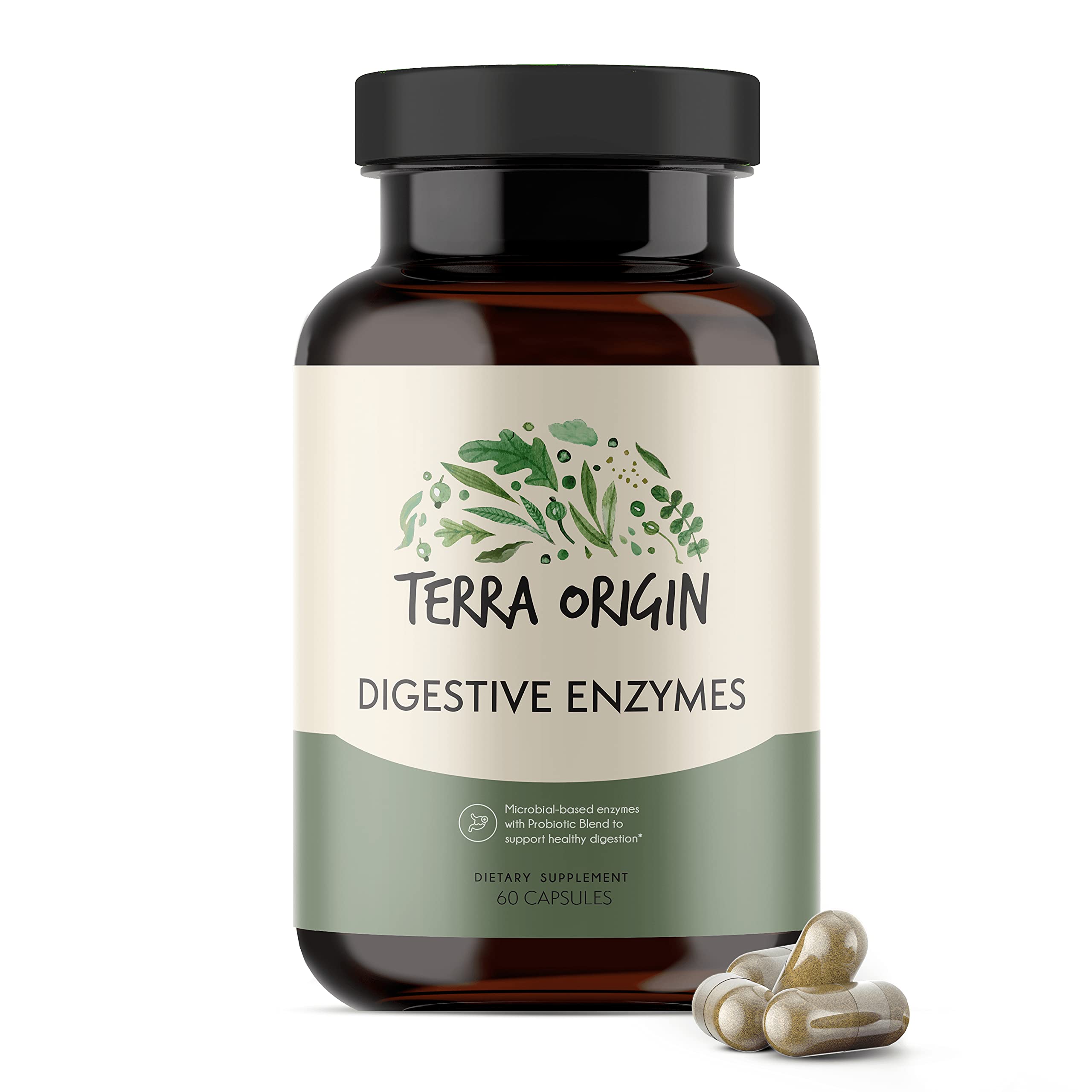 TERRA ORIGIN Digestive Enzymes with Probiotics & Prebiotics | 60 Capsules | Supports Digestive Gut Health | Non GMO, Gluten Free,