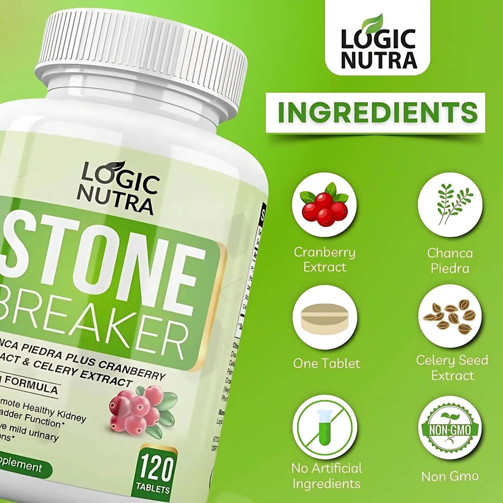 Logic Nutra Chanca Piedra Kidney Stone Breaker 120 Tablets 800 mg - Maximum Strength for Gallbladder & Urinary Cleanse with Phyllantus Niruri, Celery Seed Extract & Cranberry Extract Logic Nutra Au supplements