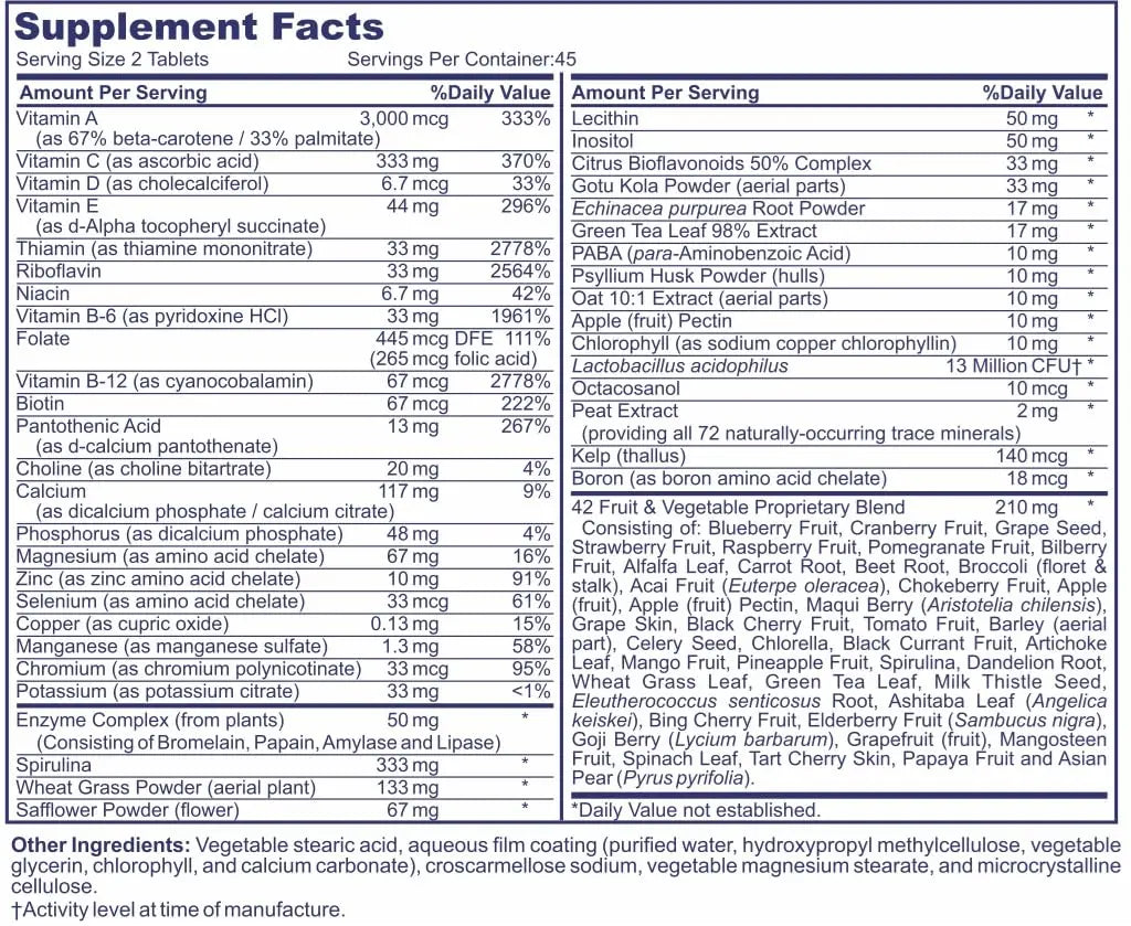 DR. MOSSERI Life's Vitality Vegan Multivitamin for Men & Women – Non-GMO Formula with 42 Fruits and Vegetables, Daily Multivitamin and Mineral Complex DR. MOSSERI Au supplements