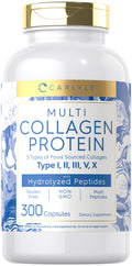 Carlyle Multi Collagen Protein Capsules 2000mg | 300 Count | Type I, II, III, V, X | Collagen Peptide Pills | Keto & Paleo Friendly
