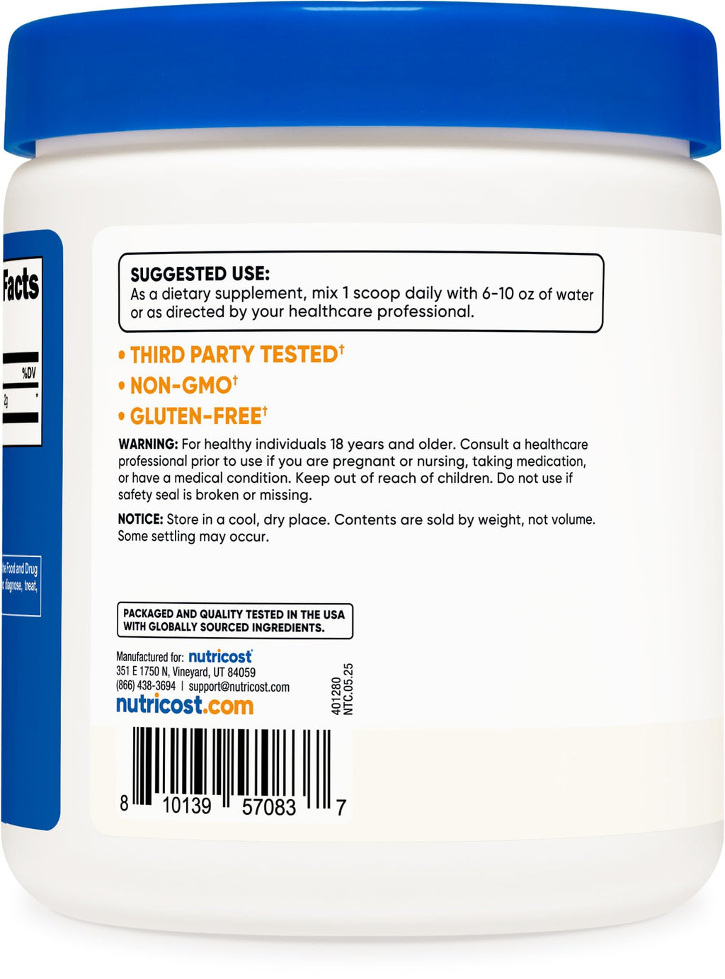 Nutricost Taurine Powder 250 Grams - 125 Servings, 2000mg Per Serving Nutricost Au supplements