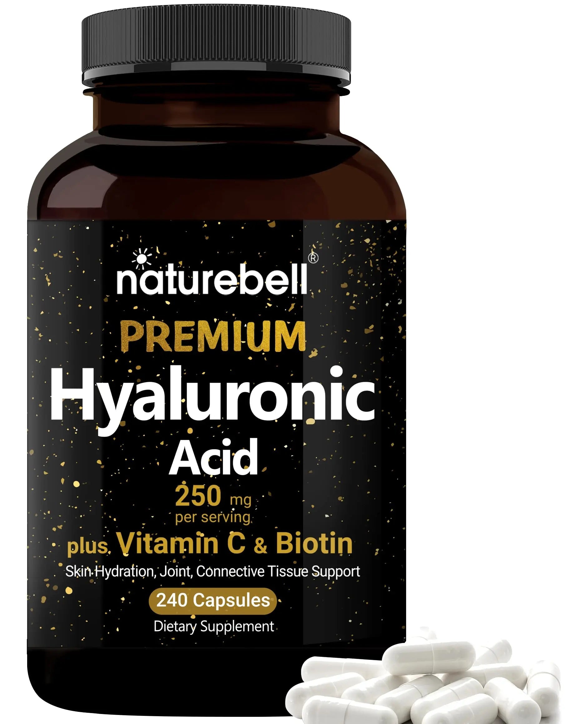 NatureBell Hyaluronic Acid Supplements 250mg | 240 Capsules, with Biotin 5000mcg NatureBell Au supplements