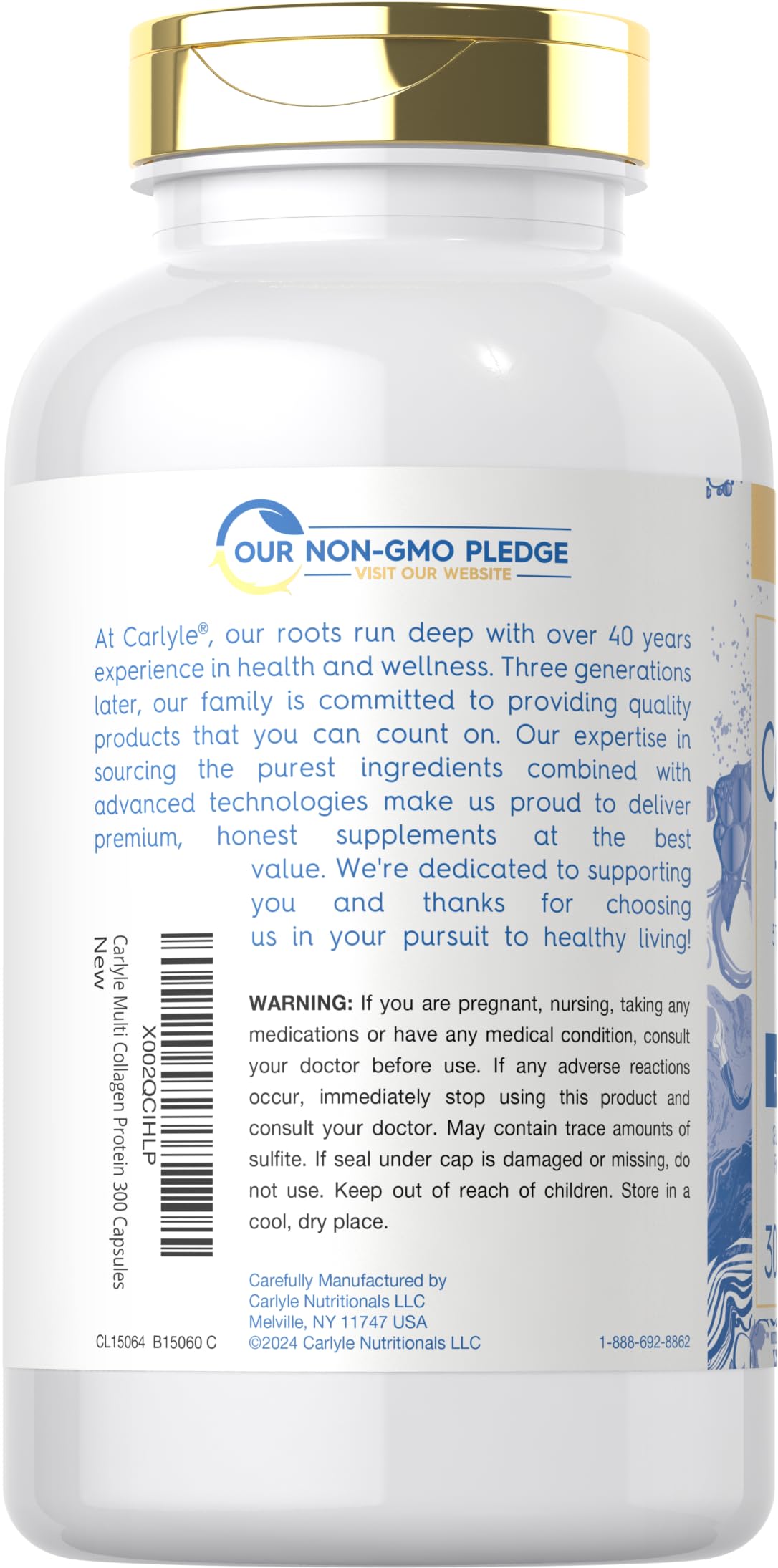 Carlyle Multi Collagen Protein Capsules 2000mg | 300 Count | Type I, II, III, V, X | Collagen Peptide Pills | Keto & Paleo Friendly