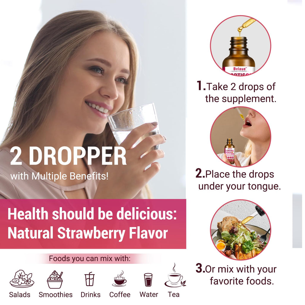 Bvlaue Cortisol Supplements Detox for Women - 20-in-1 Cortisol Reducer,Manager,Lower w/Ashwagandha,Magnesium,L-Theanine,Saffron,Rhodiola for Hormone Balance/Sleep/Stress Relief,Strawberry Flavor Bvlaue Au supplements