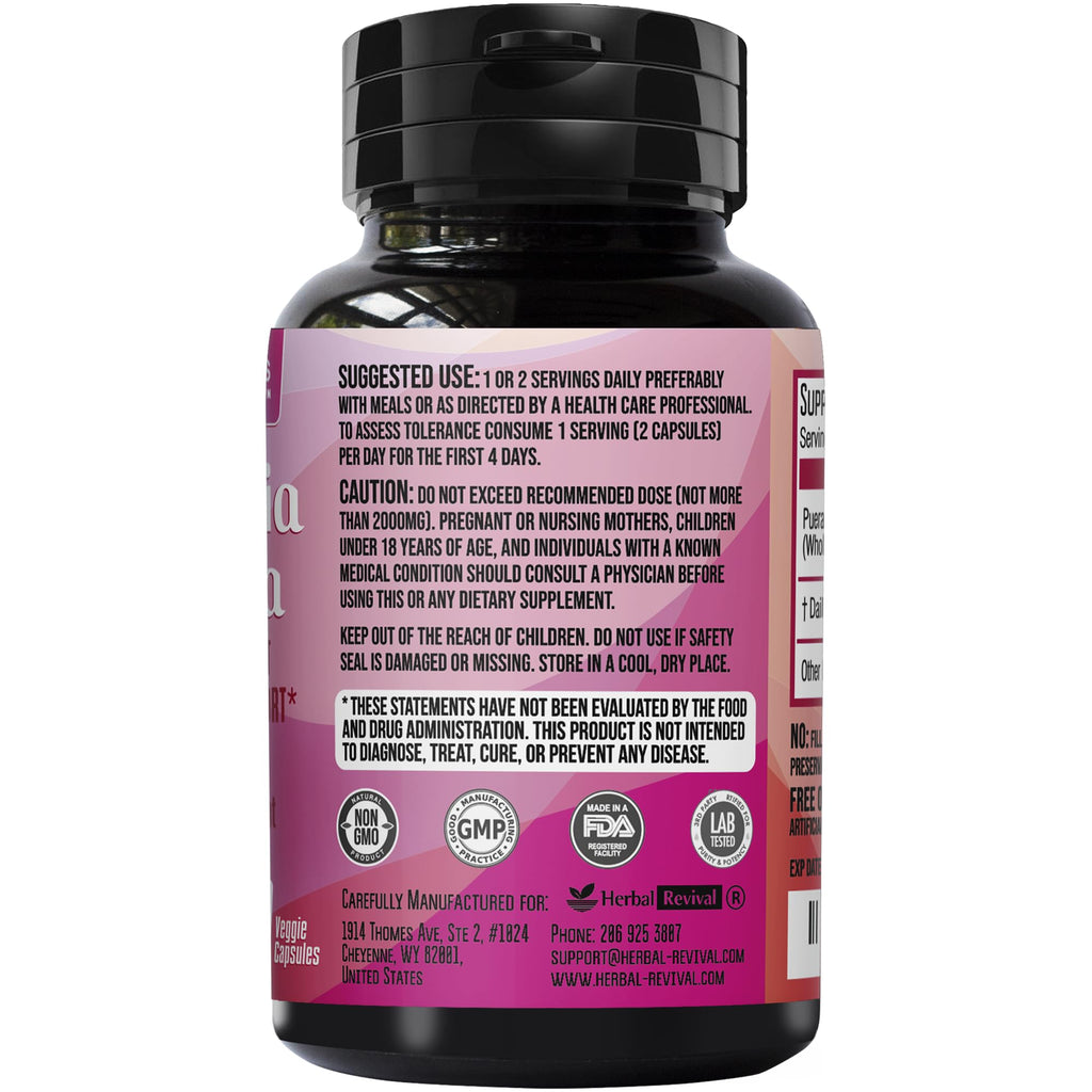 Pueraria Mirifica Capsules 2000mg Daily - Breast Enhancement Pills and Estrogen Supplement for Women and Men, Breast Enlargement Pills for Women and Transgender - Breast Growth Breast Enhancer Sapir's Nutrition Au supplements