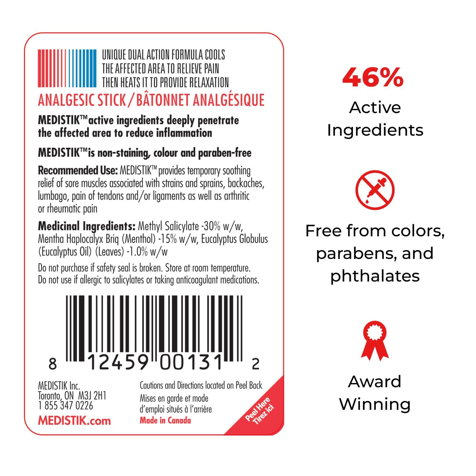 Medistik Extra Strength Pain Relief Stick. Long Lasting Topical Pain Reliever for Backache, Muscle & Joint Pain, 58g (One Pack) Medistik Au supplements