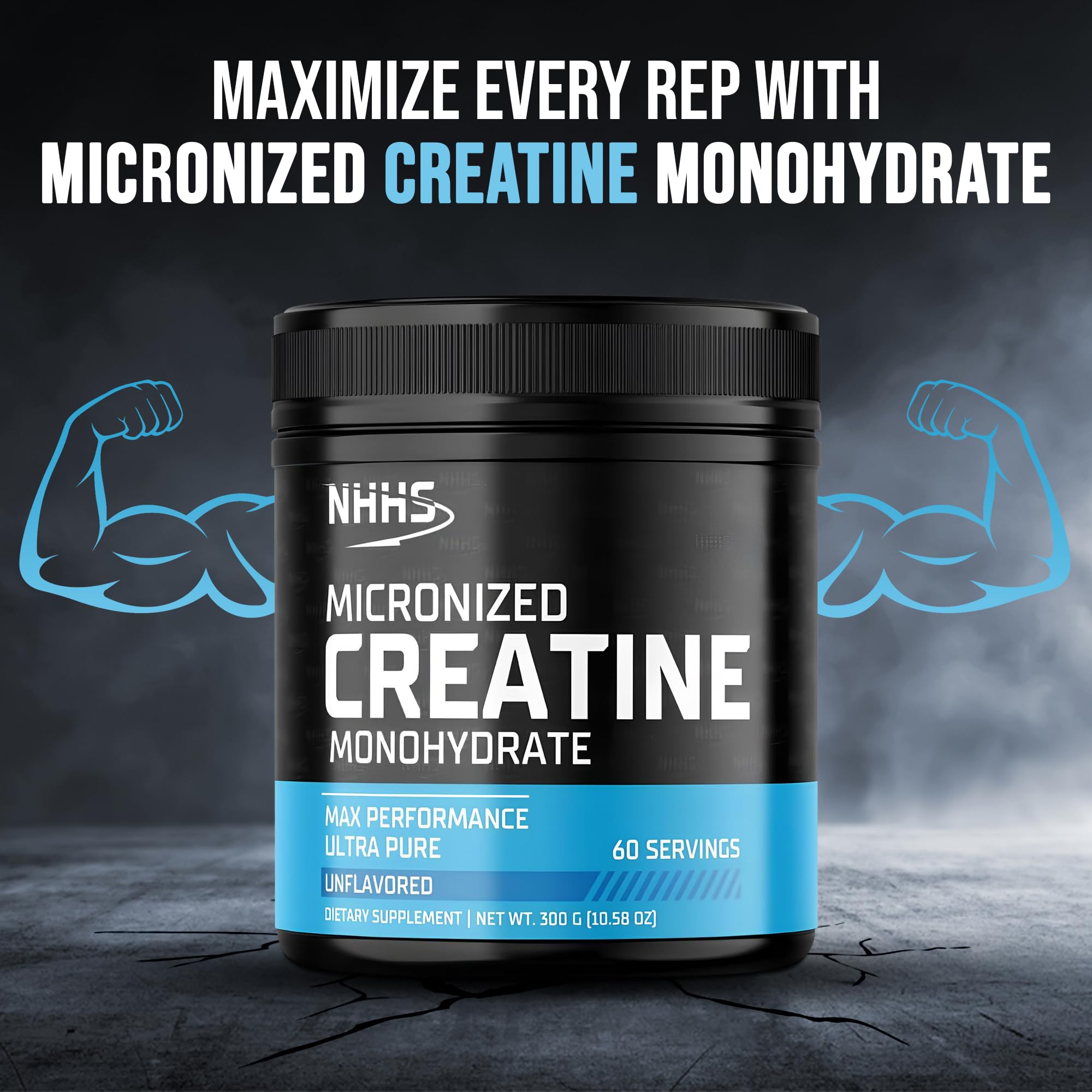 NHHS Micronized Creatine Monohydrate – Supports Strength & Muscle Performance | Ultra-Pure, Unflavored, 60 Servings, 300 Grams – Made in USA, Gluten-Free, Non-GMO NHHS Au supplements