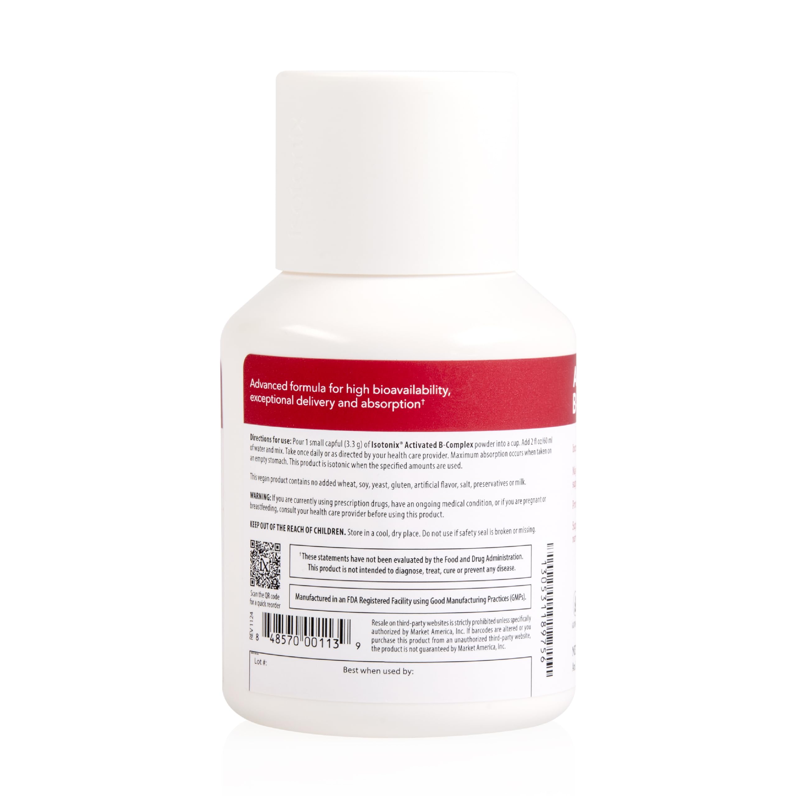 Isotonix Activated B Complex – Vegan B Vitamin Supplement for Energy, Stress Relief, and Nervous System Health – Isotonic Drinkable Formula – 90 Servings
