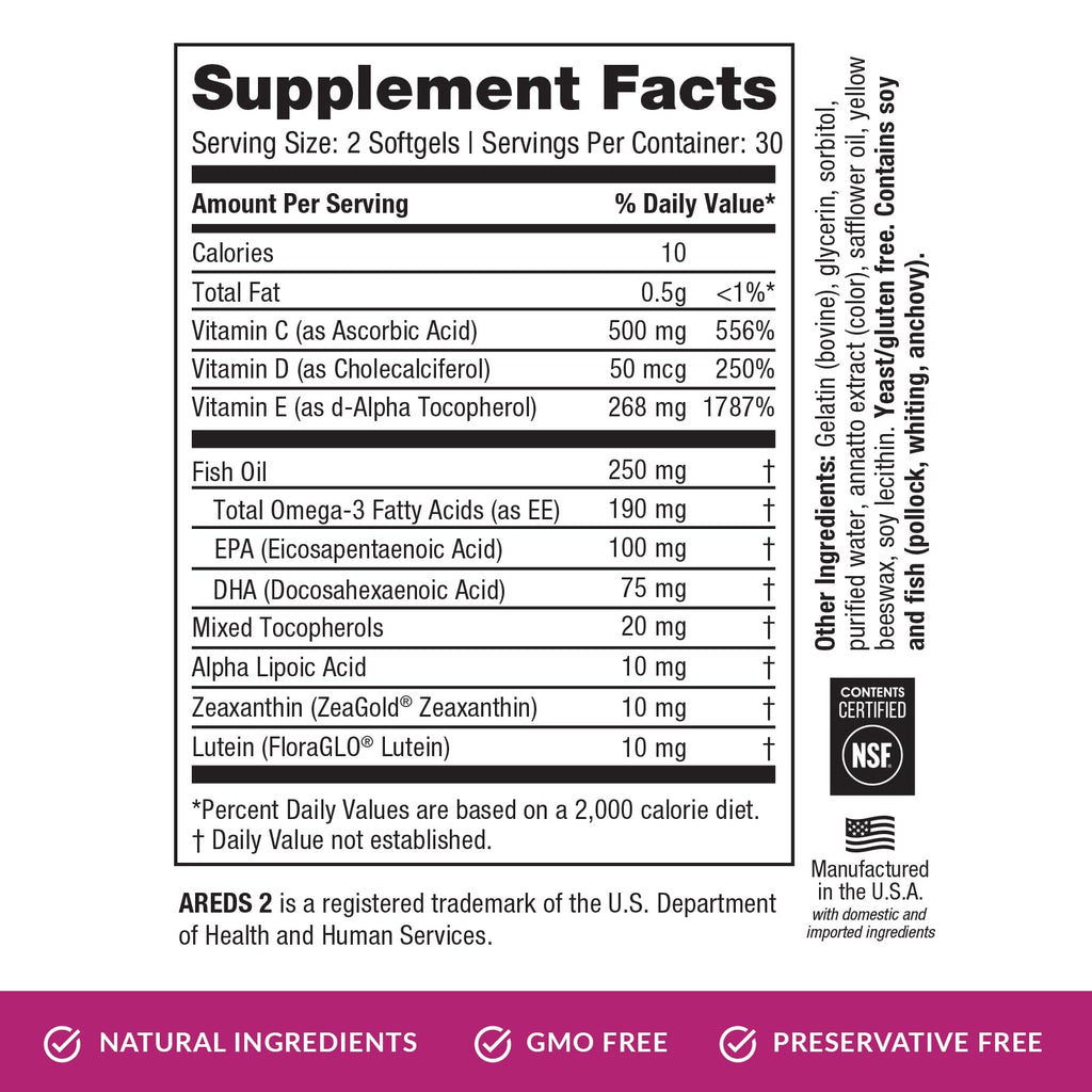 EyePromise Macular Health Eye Vitamin - 60 Softgels, 30-Day Supply - Zinc-Free Eye Health Support with Zeaxanthin,