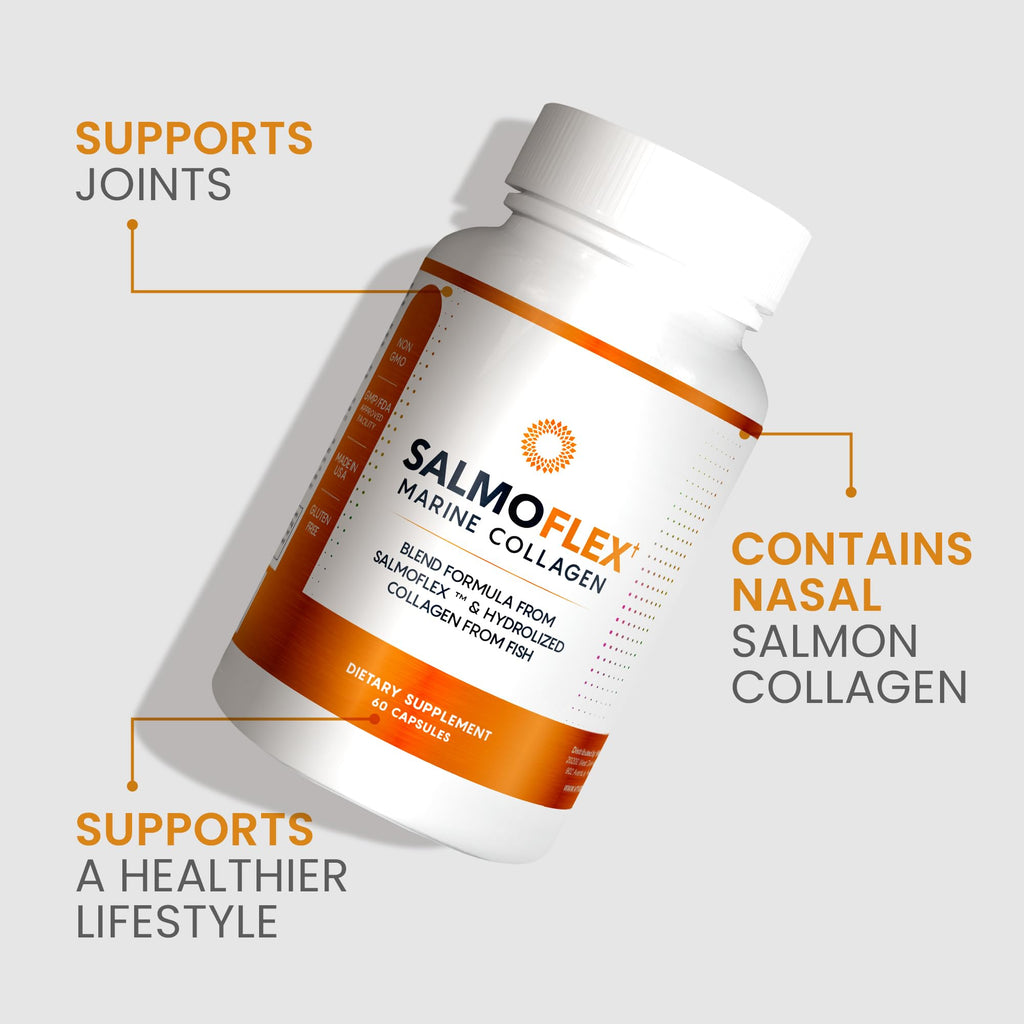 VITASEI Salmoflex Marine Collagen Peptides Pills W/Hyaluronic Acid, Vitamin C, D, E | Salmon Supplements - Hair, Skin, Nails | Multivitamin for Women & Men | Knee, Joint Relief - 60 Capsules VITASEI Au supplements