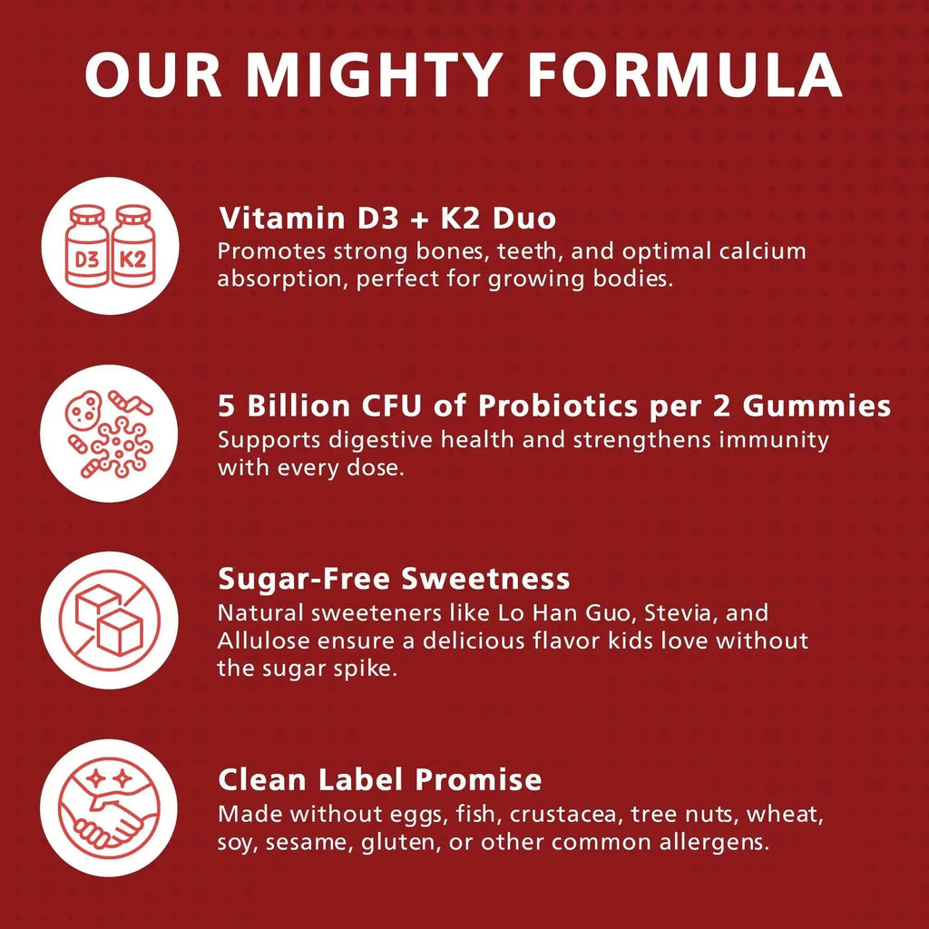 KEN Vitamin D3 K2 with Probiotic for Kids, Sugar-Free Gummies for Calcium Absorption, Bone Support, 5 Billion CFU Probiotics for Gut Balance and Immune Function KEN Au supplements