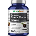 NusaPure Peruvian Black Maca Root Extract 50:1 - Suitable for Vegetarian/Vegan, Non - GMO - 37500 mg - 200 Capsules NusaPure Au supplements
