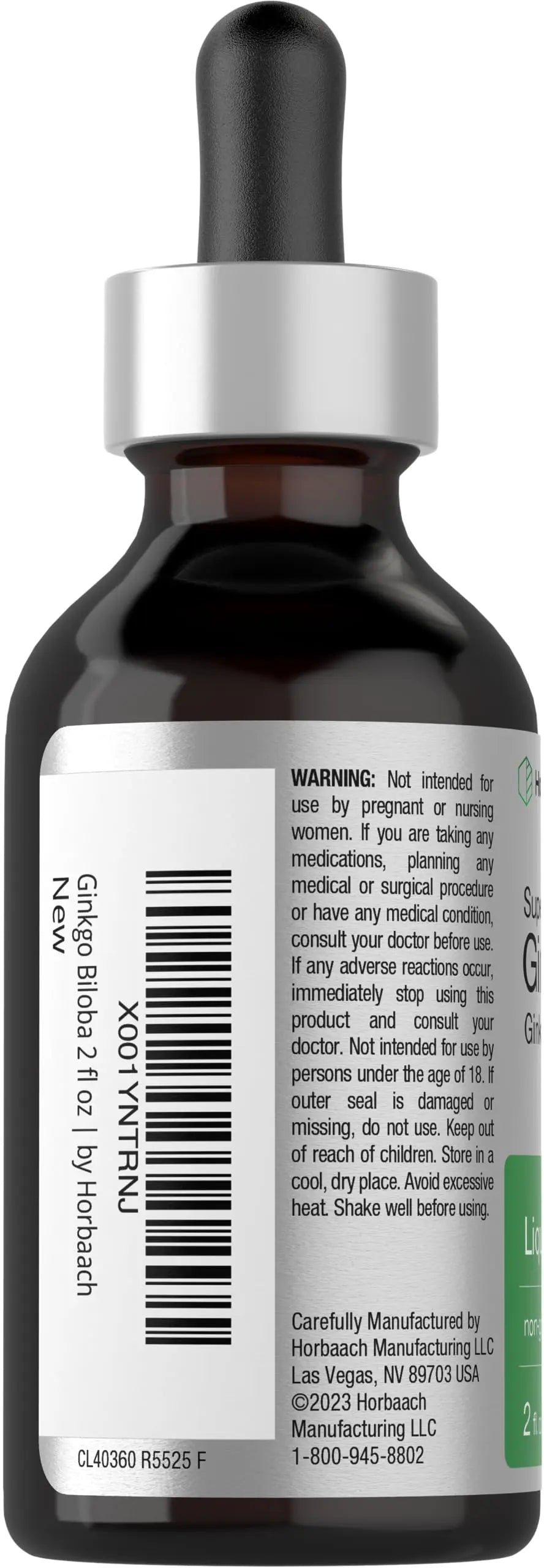 Ginkgo Biloba Extract Liquid 2 fl oz | Alcohol-Free Herb Supplement | Vegetarian Horbäach Au supplements